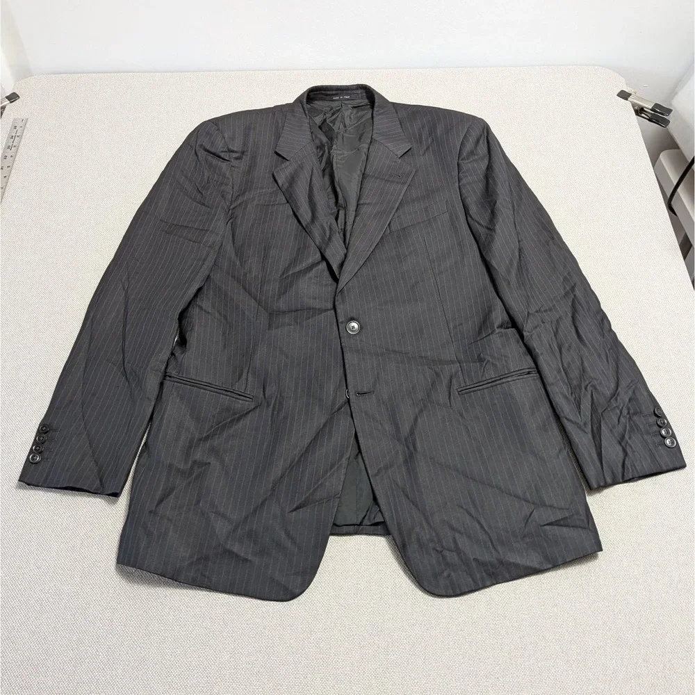 Armani Collezioni Men's 46L Navy Pinstripe Wool Silk Sport Coat Jacket Prom